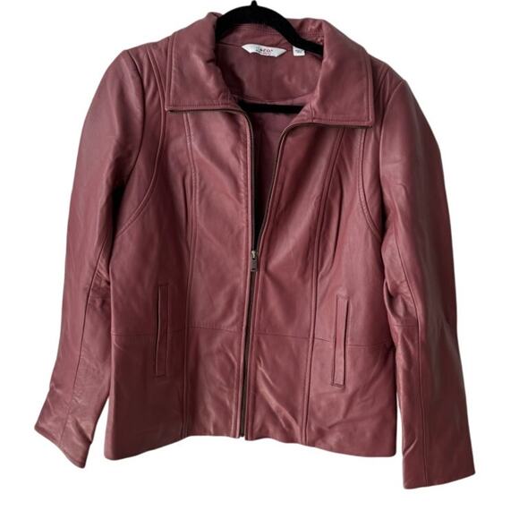 Vintage D&Co. Genuine Leather Jacket M/L Mauve– Classic Zip Front Moto Style - Picture 1 of 5